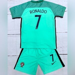 YOUTH Cristiano Ronaldo Kids Jersey Retro Portugal Kit (Jersey + Shorts) (SMALL)